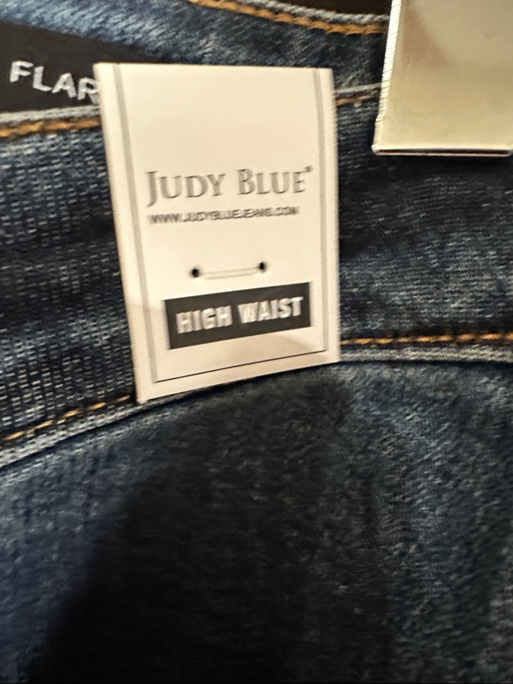 Judy Blue Dark Blue Flare Jeans with Swirl Stud Detail - Picture 3 of 15